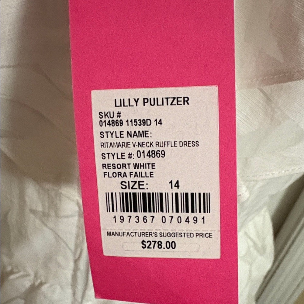 Lilly Pulitzer Dress Size 14 White Ritamarie ruffle - Picture 5 of 9
